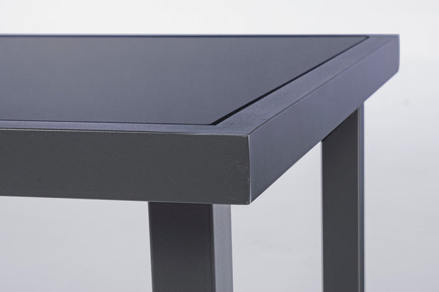 Set masa de cafea + 2 scaune pentru gradina / terasa, din sticla, material textil si metal, Auri Antracit, L45xl45xH38 cm (5)