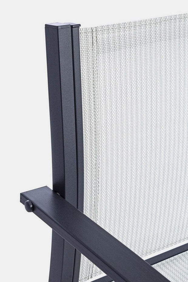 Set masa de cafea + 2 scaune pentru gradina / terasa, din sticla, material textil si metal, Auri Gri Deschis / Antracit, L45xl45xH38 cm (2)