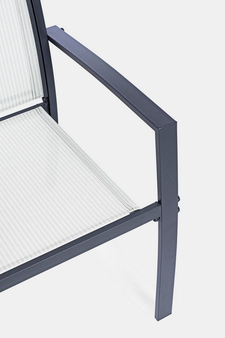 Set masa de cafea + 2 scaune pentru gradina / terasa, din sticla, material textil si metal, Auri Gri Deschis / Antracit, L45xl45xH38 cm (3)