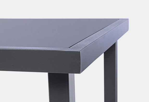 Set masa de cafea + 2 scaune pentru gradina / terasa, din sticla, material textil si metal, Auri Gri Deschis / Antracit, L45xl45xH38 cm (4)