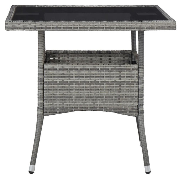 Set masa de gradina / terasa din sticla, ratan sintetic si metal + 4 fotolii de gradina, Rees Negru / Gri, L80xl80xH75 cm (1)