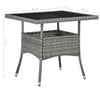 Set masa de gradina / terasa din sticla, ratan sintetic si metal + 4 fotolii de gradina, Rees Negru / Gri, L80xl80xH75 cm (7)