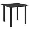 Set masa de gradina / terasa din sticla si metal + 4 fotolii de gradina din ratan PVC si metal, Evelyn Negru, L80xl80xH74 cm (1)