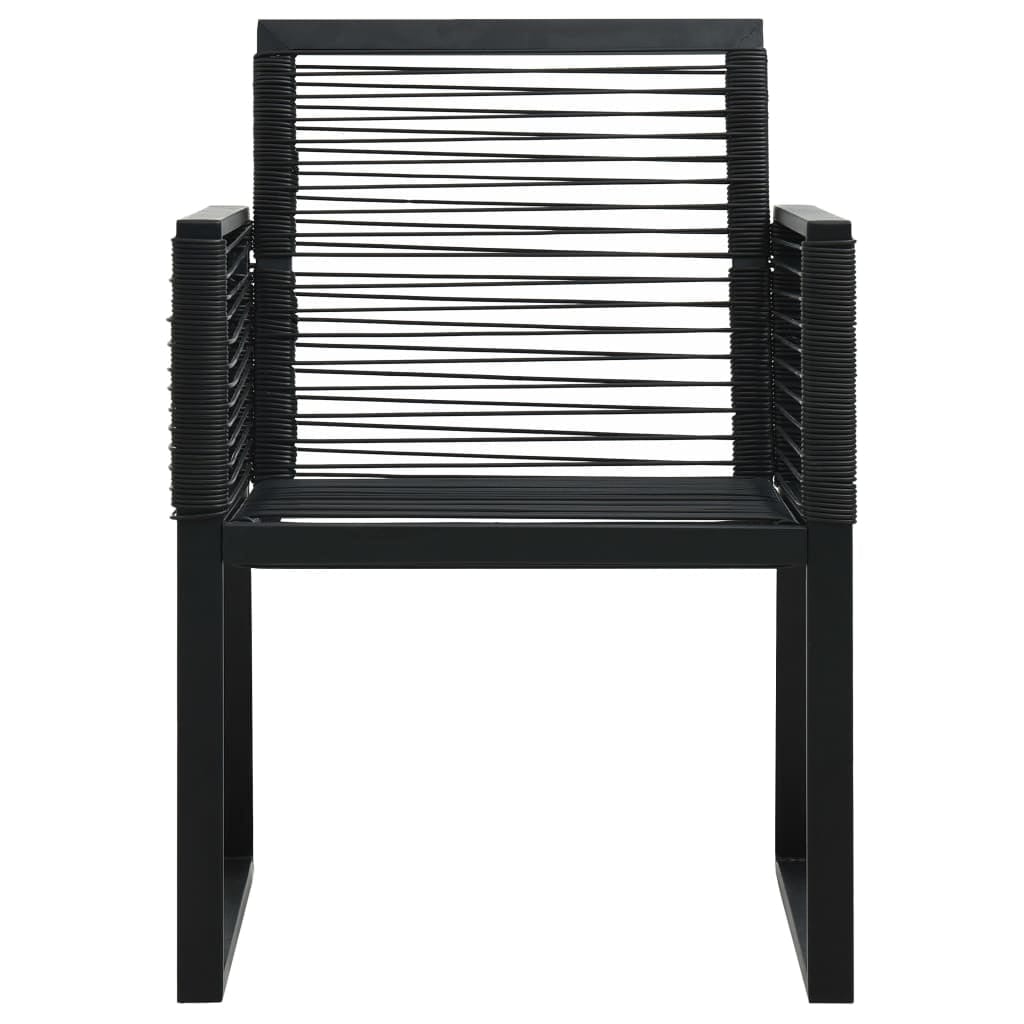 VidaXL Set masa de gradina / terasa din sticla si metal + 4 fotolii de gradina din ratan PVC si metal, Evelyn Negru, L80xl80xH74 cm