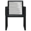 VidaXL Set masa de gradina / terasa din sticla si metal + 4 fotolii de gradina din ratan PVC si metal, Evelyn Negru, L80xl80xH74 cm