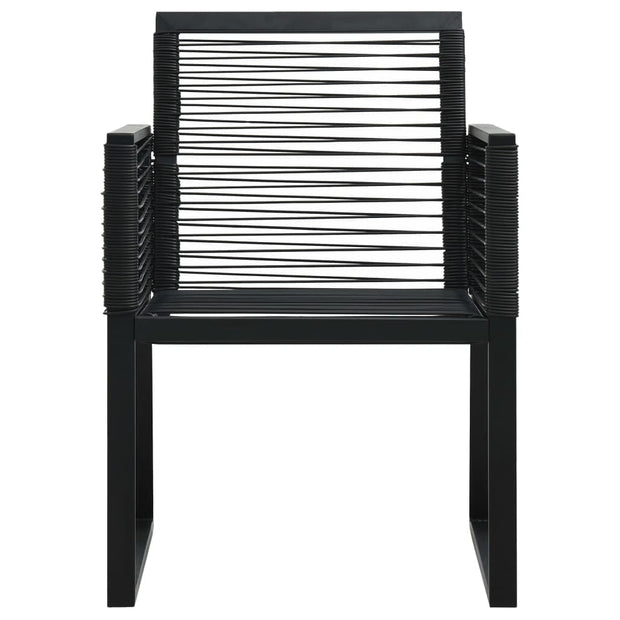 VidaXL Set masa de gradina / terasa din sticla si metal + 4 fotolii de gradina din ratan PVC si metal, Evelyn Negru, L80xl80xH74 cm