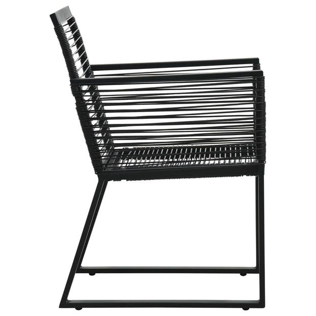 Set masa de gradina / terasa din sticla si metal + 4 fotolii de gradina din ratan PVC si metal, Evelyn Negru, L80xl80xH74 cm (6)