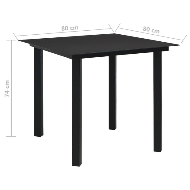 Set masa de gradina / terasa din sticla si metal + 4 fotolii de gradina din ratan PVC si metal, Evelyn Negru, L80xl80xH74 cm (8)