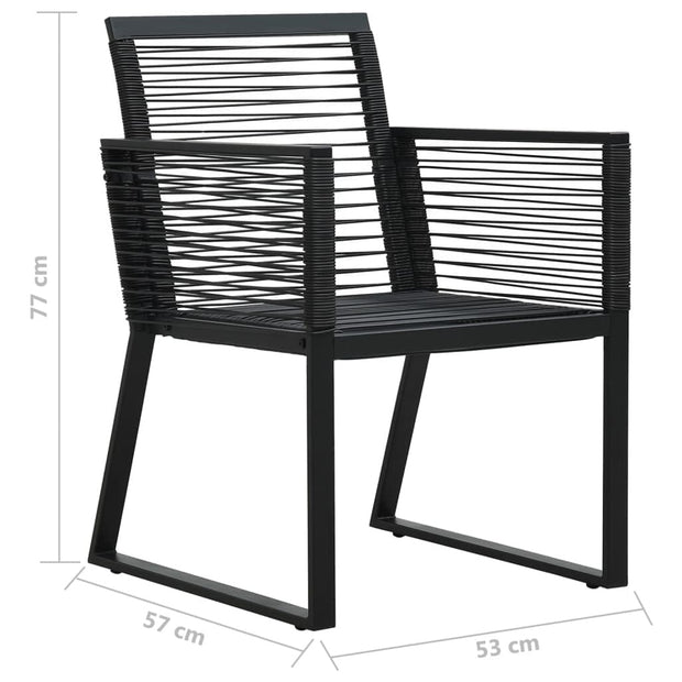 Set masa de gradina / terasa din sticla si metal + 4 fotolii de gradina din ratan PVC si metal, Evelyn Negru, L80xl80xH74 cm (9)