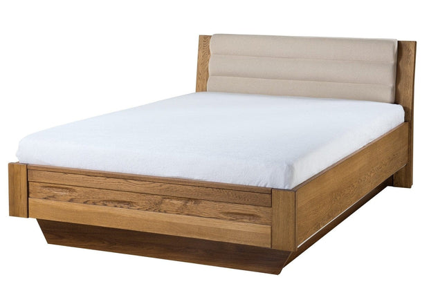 Set Mobila Dormitor din furnir si pal, cu pat 200 x 140 cm, 6 piese Velvet Stejar Rustic / Bej (2)