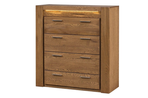 Set Mobila Dormitor din furnir si pal, cu pat 200 x 160 cm, 5 piese Velvet Stejar Rustic / Gri (11)