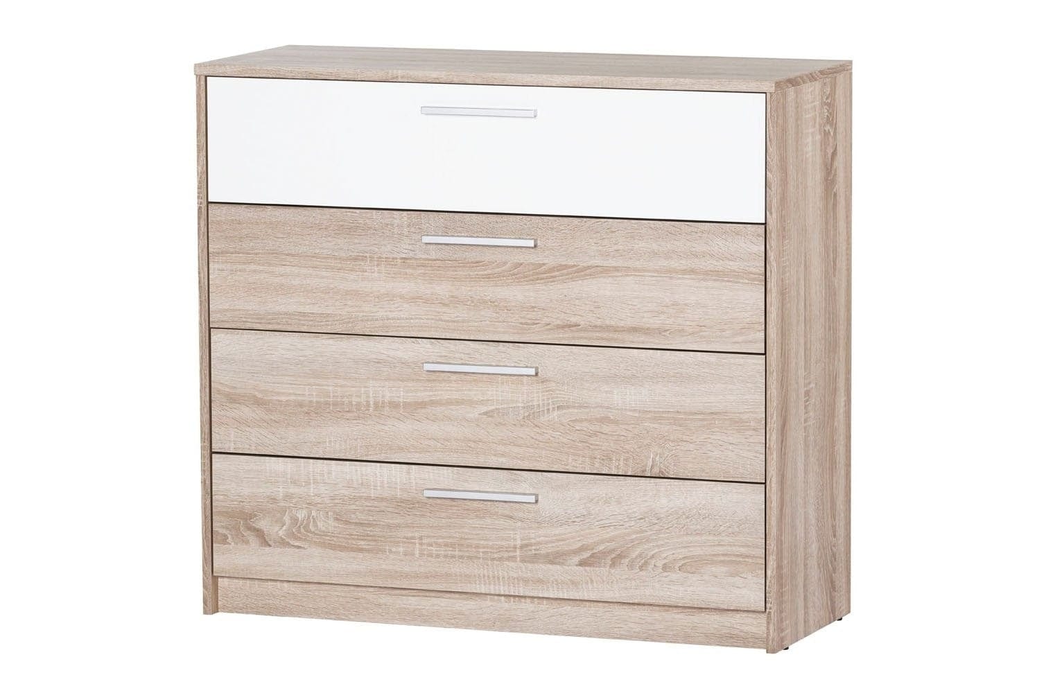 Set Mobila Dormitor din pal, cu pat 200 x 160 cm, 3 piese Milo  Alb / Stejar Sonoma (5)