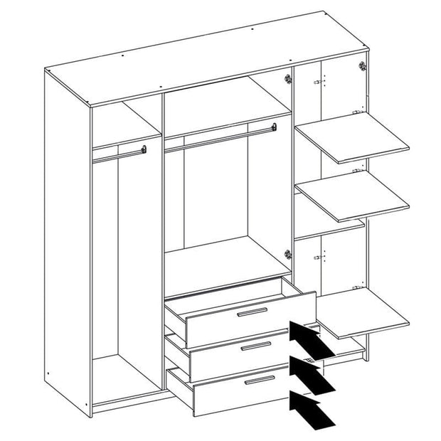 Set Mobila Dormitor din pal, cu pat 200 x 160 cm, 3 piese Milo  Alb / Stejar Sonoma (9)