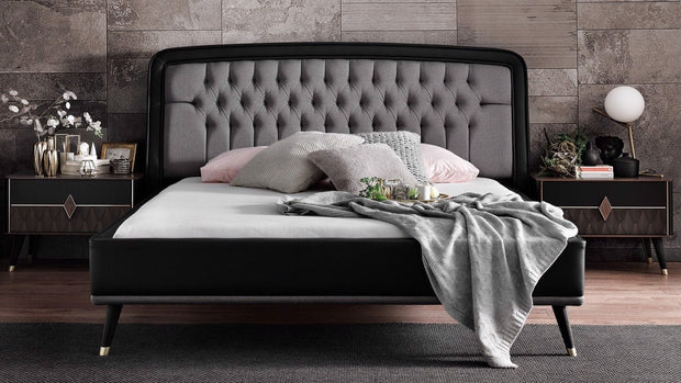 Dogtas Set Mobila Dormitor din pal, cu pat 200 x 160 cm, 5 piese Diamond Nuc / Negru