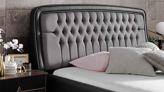 Dogtas Set Mobila Dormitor din pal, cu pat 200 x 160 cm, 5 piese Diamond Nuc / Negru