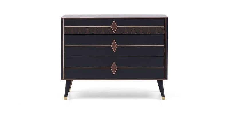 Dogtas Set Mobila Dormitor din pal, cu pat 200 x 160 cm, 5 piese Diamond Nuc / Negru