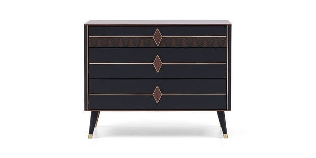 Dogtas Set Mobila Dormitor din pal, cu pat 200 x 160 cm, 5 piese Diamond Nuc / Negru