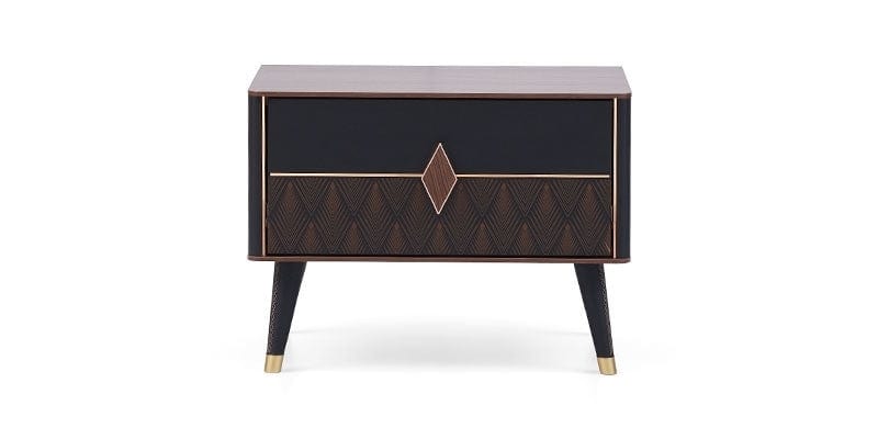 Dogtas Set Mobila Dormitor din pal, cu pat 200 x 160 cm, 5 piese Diamond Nuc / Negru