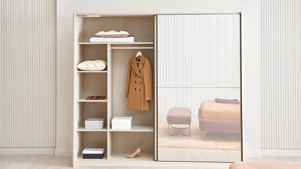 Dogtas Set Mobila Dormitor din pal, cu pat 200 x 160 cm, 5 piese Nicole Crem / Somon Inchis