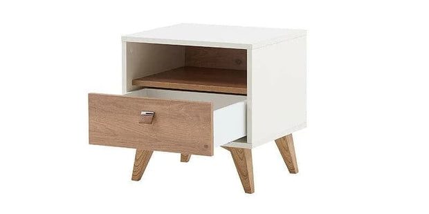 Dogtas Set Mobila Dormitor din pal, cu pat 200 x 160 cm, 6 piese Mayer Alb / Natur