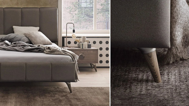 Dogtas Set Mobila Dormitor din pal, cu pat 200 x 180 cm, 5 piese Clara Nuc / Grej