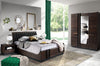Set Mobila Dormitor din pal, furnir si lemn, cu pat 200 x 160 cm, 4 piese Porti Stejar Choco / Negru