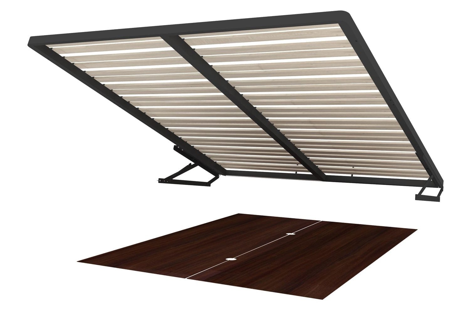 Set Mobila Dormitor din pal, furnir si lemn, cu pat 200 x 160 cm, 4 piese Porti Stejar Choco / Negru (4)