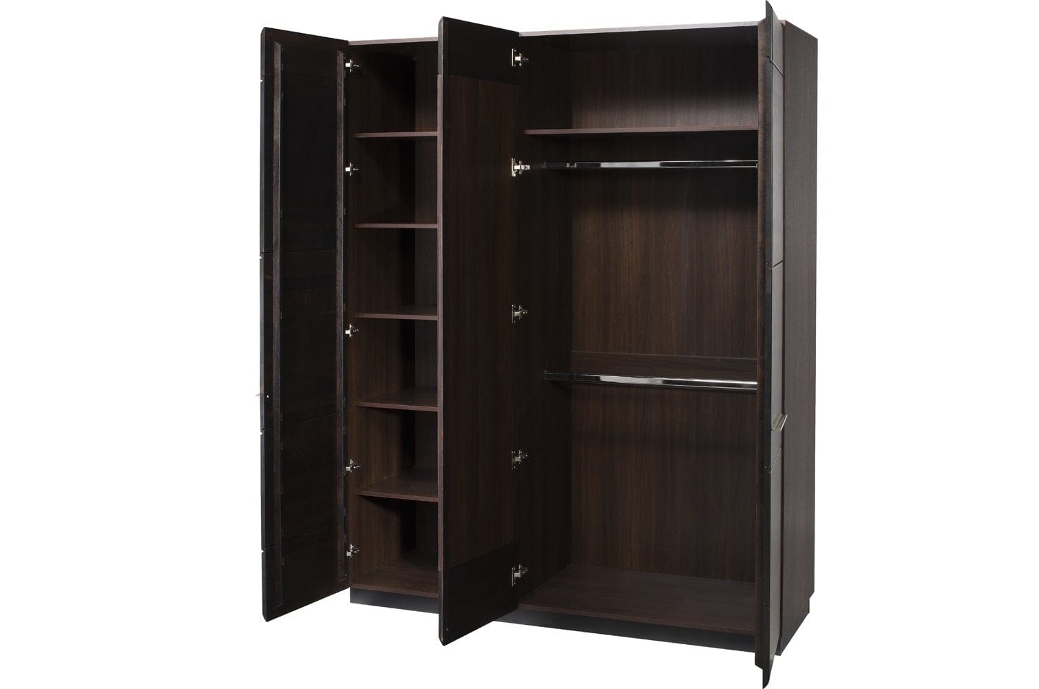 Set Mobila Dormitor din pal, furnir si lemn, cu pat 200 x 160 cm, 4 piese Porti Stejar Choco / Negru (10)