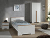 Set Mobila dormitor din pal, pentru copii 3 piese London Alb / Natural, 200 x 90 cm