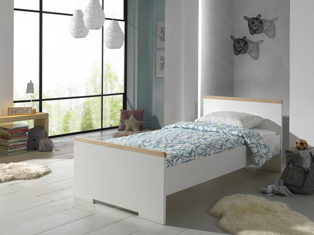 Vipack Set Mobila dormitor din pal, pentru copii 3 piese London Alb / Natural, 200 x 90 cm