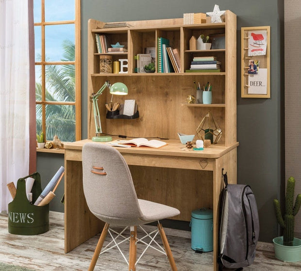 Cilek 200 x 100 cm Set Mobila dormitor din pal, pentru tineret 5 piese Mocha Nature