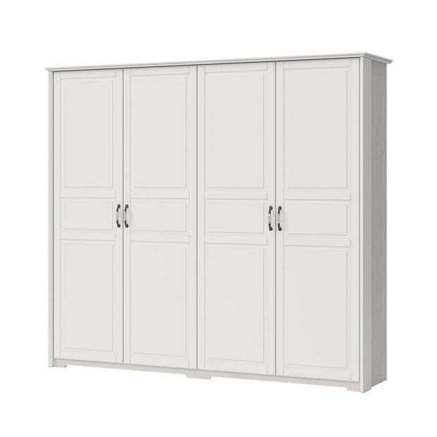 Set Mobila Dormitor din pal si MDF, cu pat 200 x 160 cm, 5 piese Evergreen Ivoir Mat / Pin Polar (3)