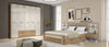 Set Mobila Dormitor din pal si MDF, cu pat 200 x 160 cm, 5 piese Gala Bej / Nuc Pacific