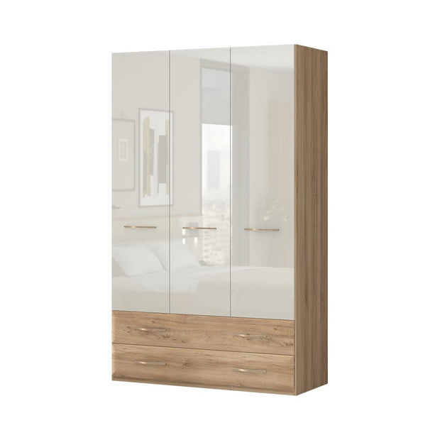 Set Mobila Dormitor din pal si MDF, cu pat 200 x 160 cm, 5 piese Gala Bej / Nuc Pacific (8)