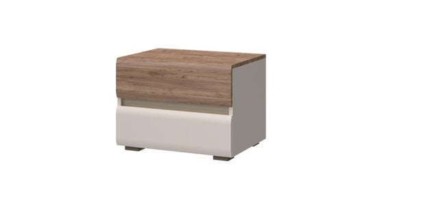 Set Mobila Dormitor din pal si MDF, cu pat 200 x 160 cm, 6 piese, Invictus P66-6OG/IC Gri / Crem / Stejar Tobacco (5)