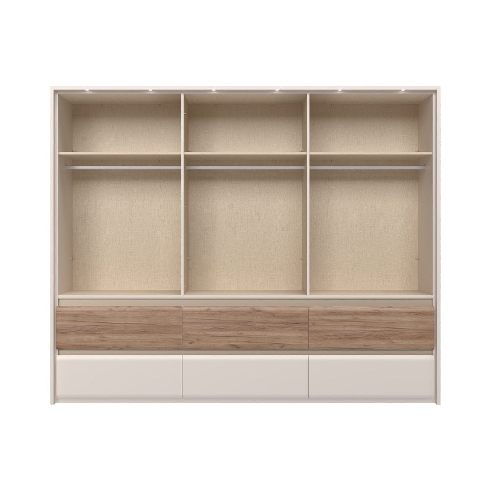 Set Mobila Dormitor din pal si MDF, cu pat 200 x 160 cm, 6 piese, Invictus P66-6OG/IC Gri / Crem / Stejar Tobacco (11)