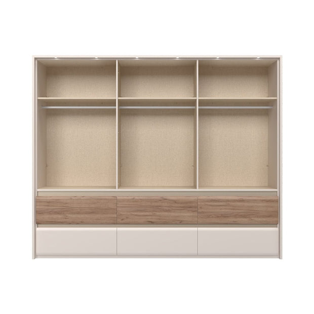 Set Mobila Dormitor din pal si MDF, cu pat 200 x 160 cm, 6 piese, Invictus P66-6OG/IC Gri / Crem / Stejar Tobacco (11)