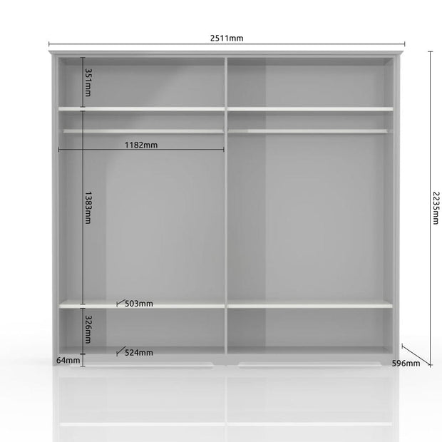 Set Mobila Dormitor din pal si MDF, cu pat 200 x 180 cm, 5 piese Evergreen Large Ivoir Mat / Pin Polar (9)