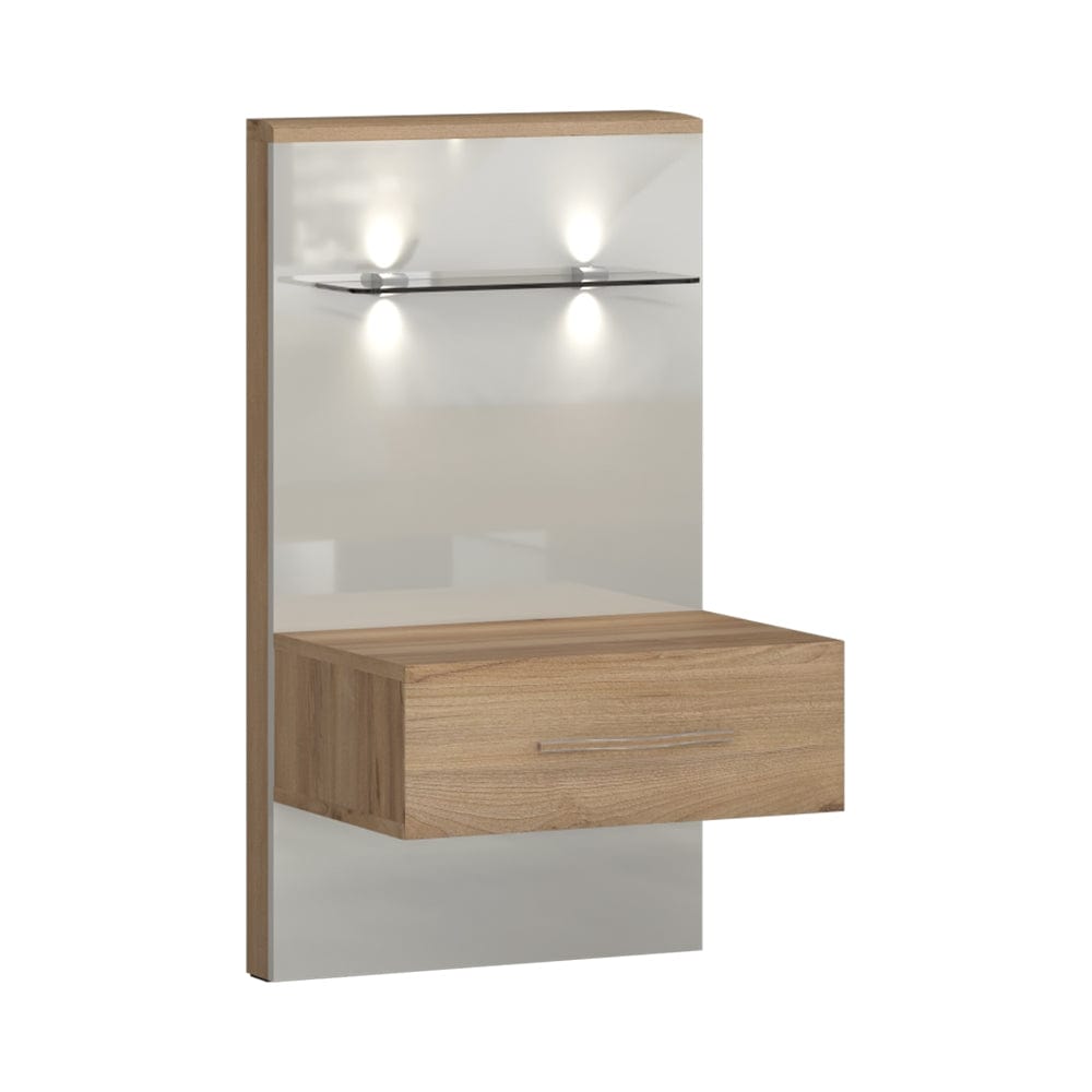 Set Mobila Dormitor din pal si MDF, cu pat 200 x 180 cm, 5 piese Gala Bej / Nuc Pacific (5)