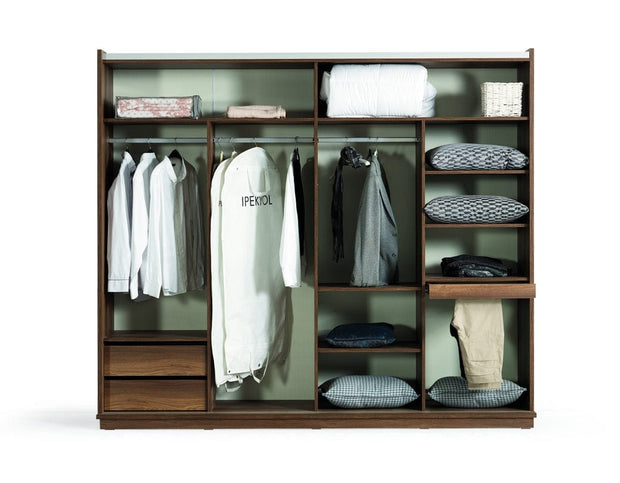 Serhat Set mobila dormitor din pal si metal, cu pat  200 x 160 cm, 6 piese Pietro Nuc / Auriu