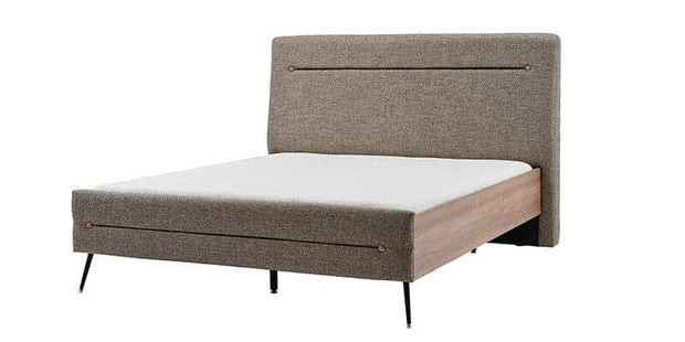 Dogtas Set Mobila Dormitor din pal si metal, cu pat 200 x 180 cm, 5 piese Larina Alb / Grej