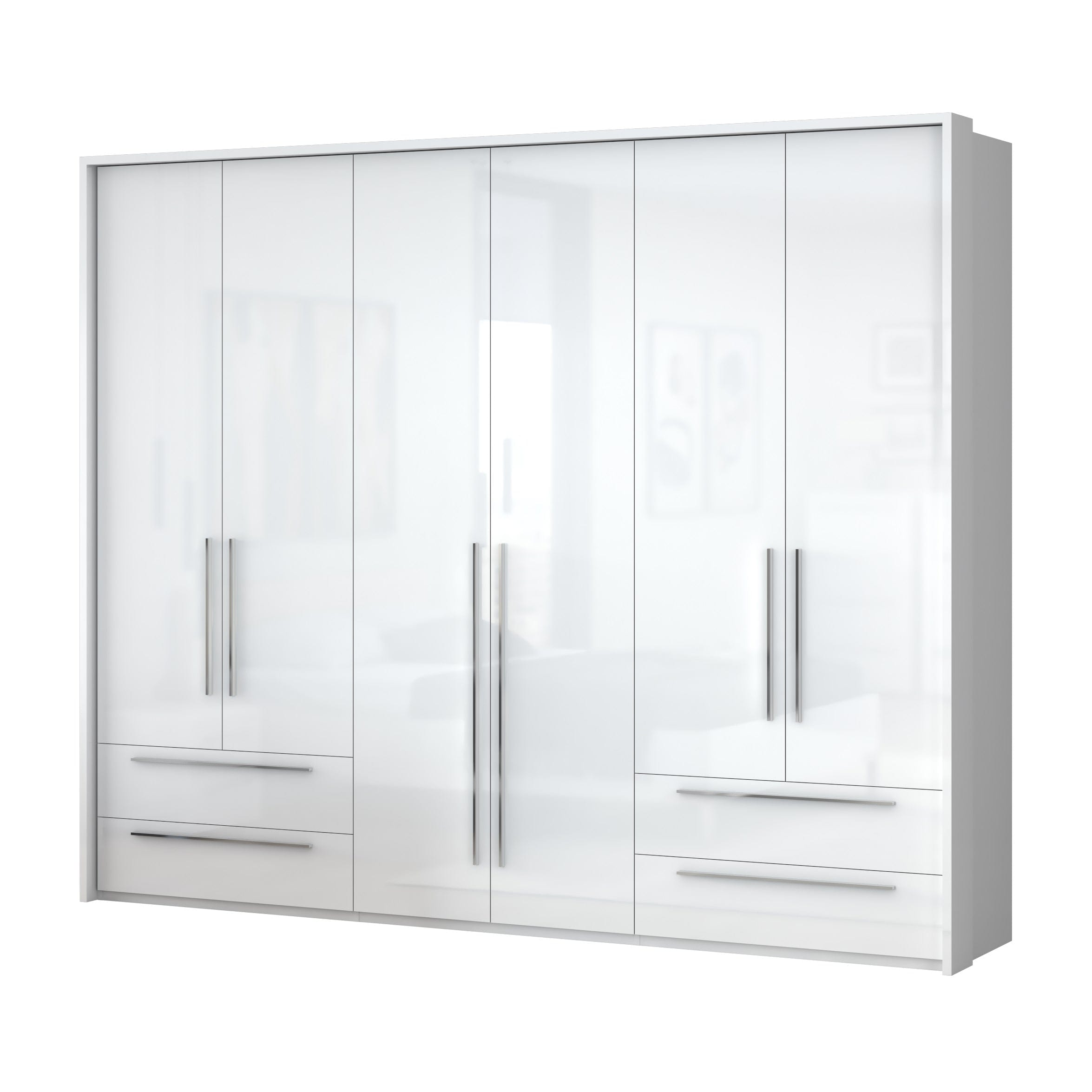 Set Mobila Dormitor din pal si piele ecologica, cu pat 200 x 160 cm, 4 piese Piano I P64A-2/PN Alb (1)