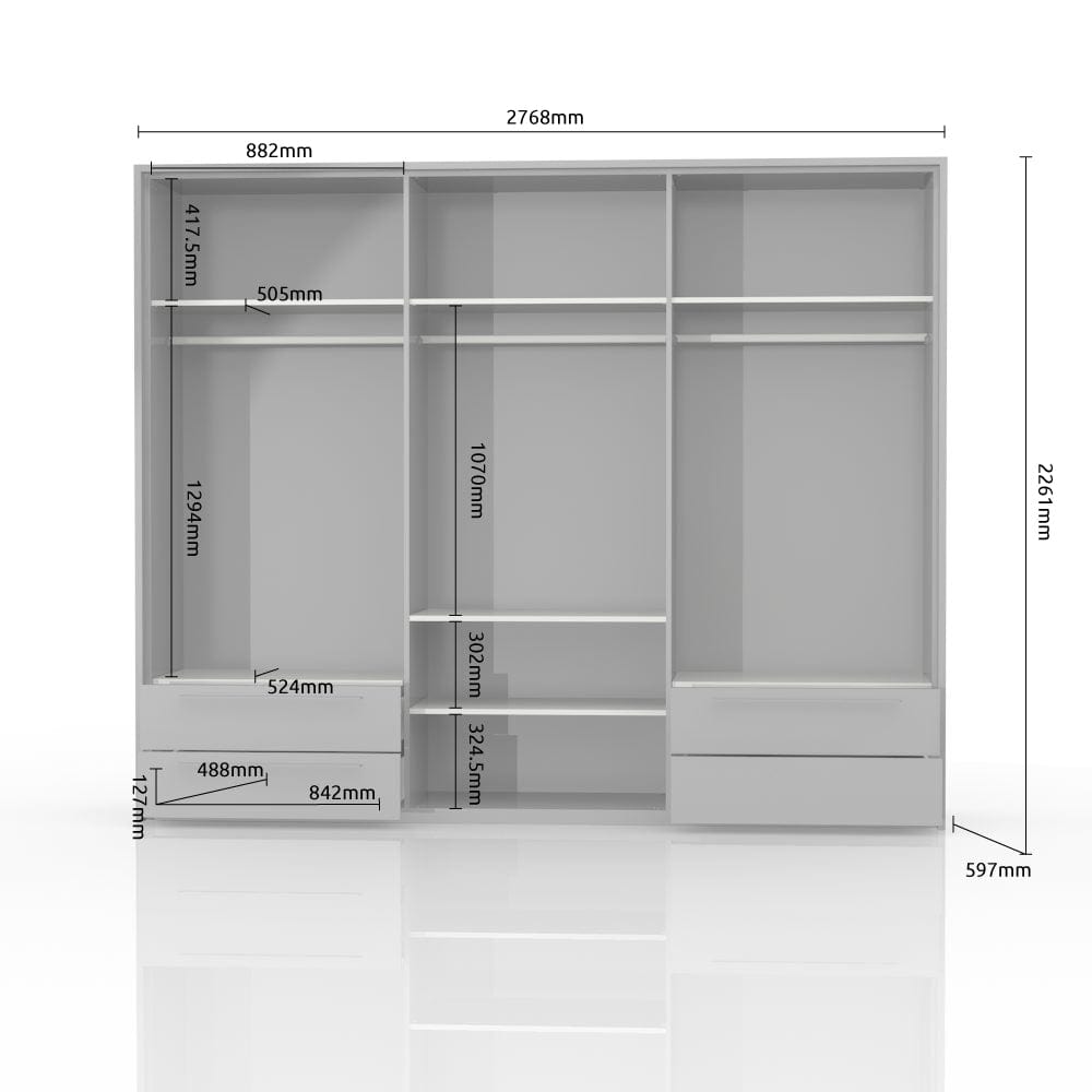 Set Mobila Dormitor din pal si piele ecologica, cu pat 200 x 160 cm, 4 piese Piano I P64A-2/PN Alb (2)