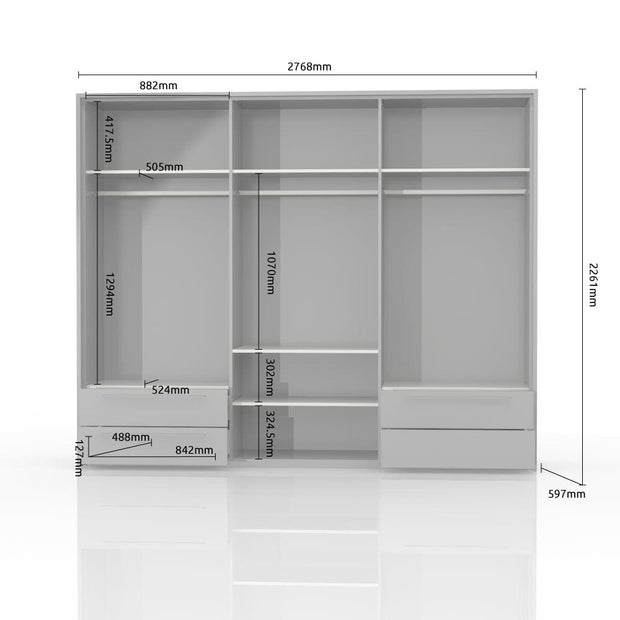 Set Mobila Dormitor din pal si piele ecologica, cu pat 200 x 160 cm, 4 piese Piano I P64A-2/PN Alb (2)