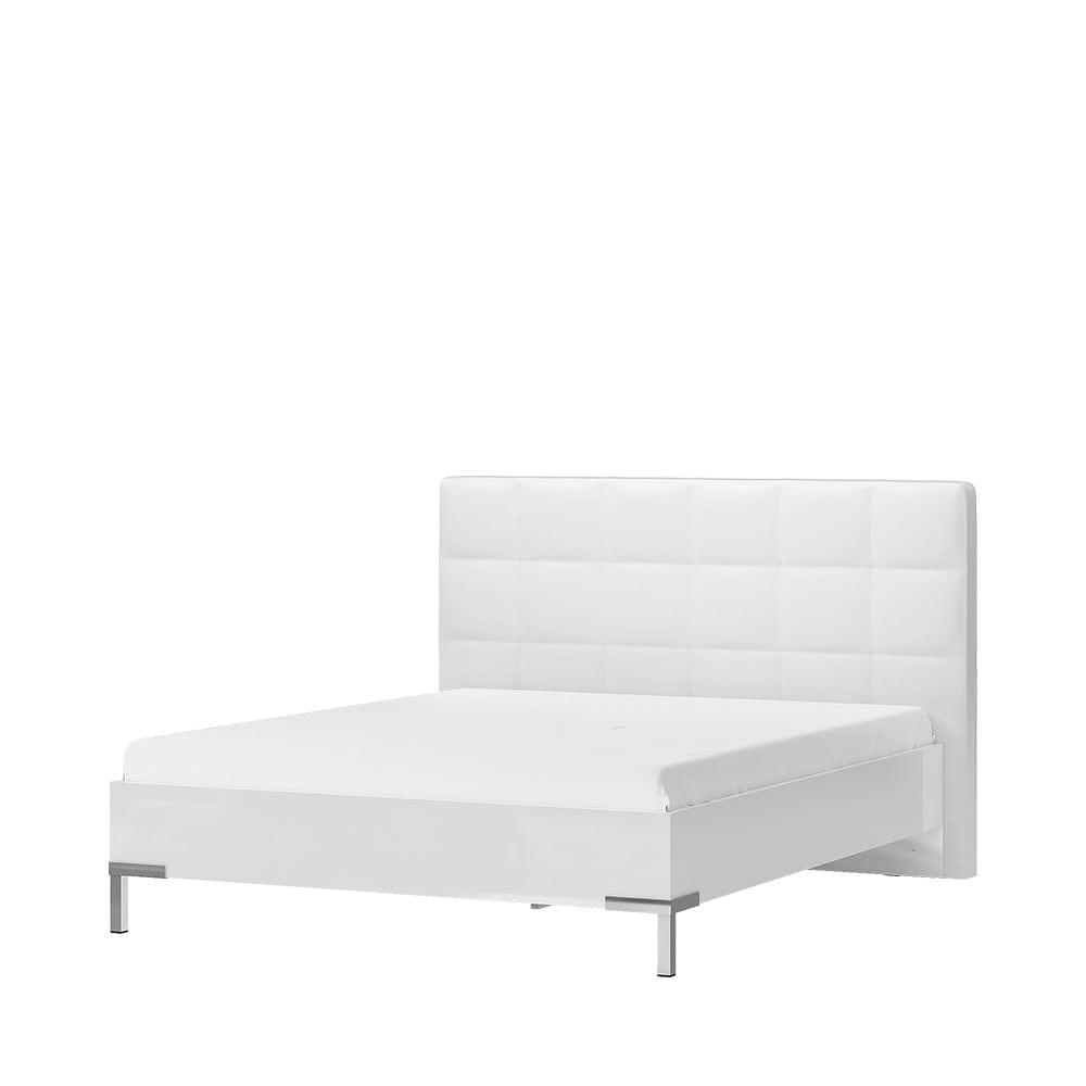 Set Mobila Dormitor din pal si piele ecologica, cu pat 200 x 160 cm, 4 piese Piano I P64A-2/PN Alb (5)