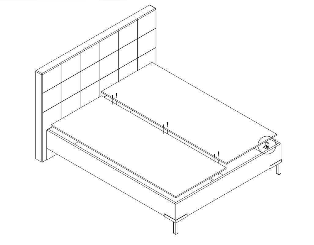 Set Mobila Dormitor din pal si piele ecologica, cu pat 200 x 160 cm, 4 piese Piano I P64A-2/PN Alb (7)