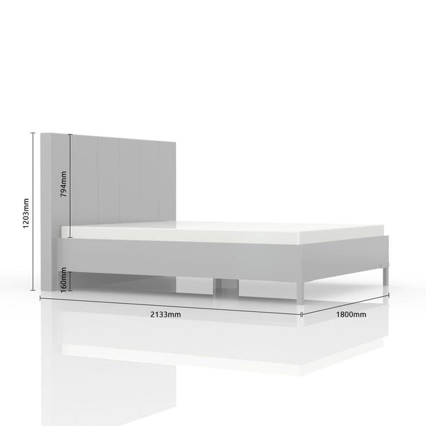 Set Mobila Dormitor din pal si piele ecologica, cu pat 200 x 160 cm, 4 piese Piano II P6A/PN Alb (6)