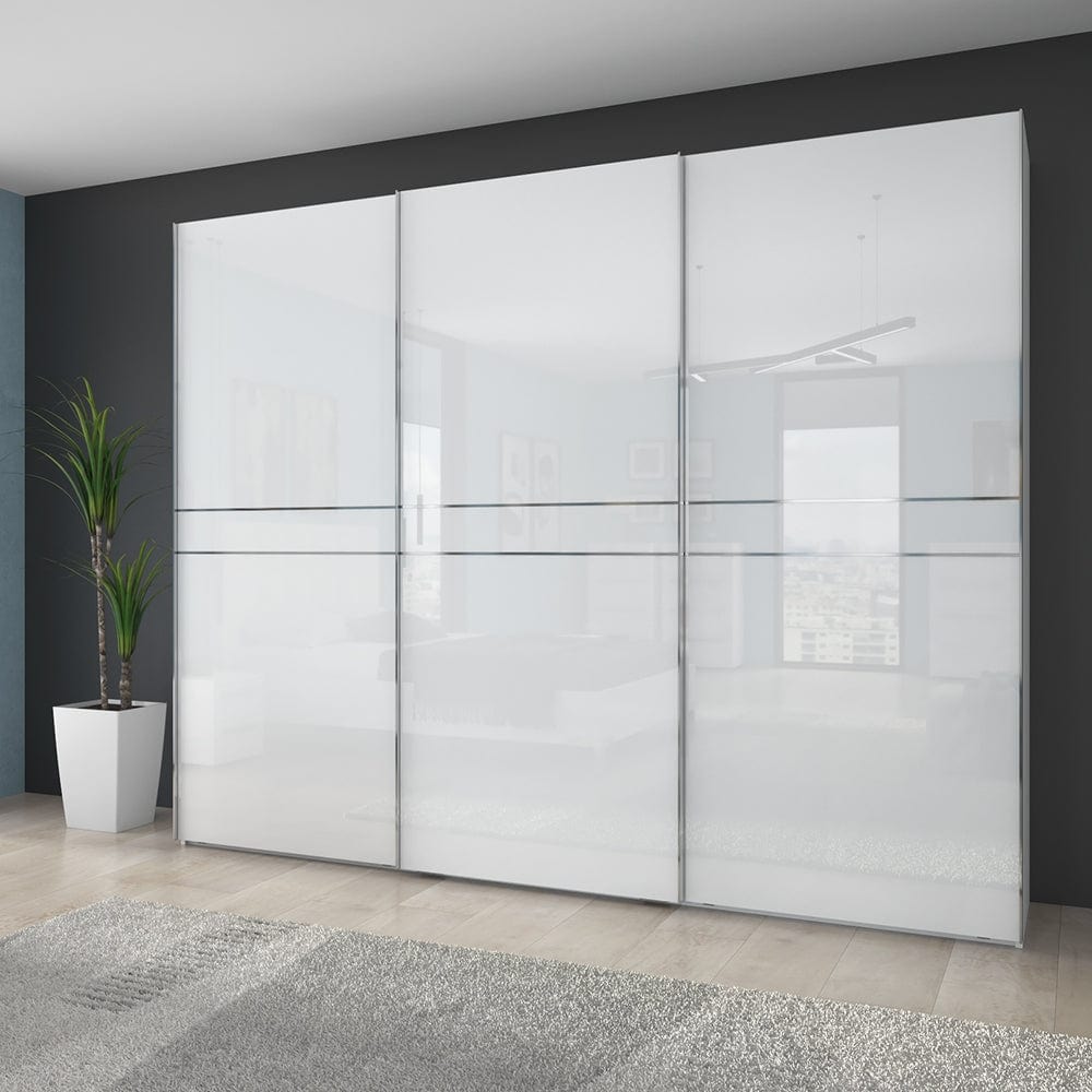 Set Mobila Dormitor din pal si piele ecologica, cu pat 200 x 160 cm, 4 piese Piano III PK281/PN Alb (1)