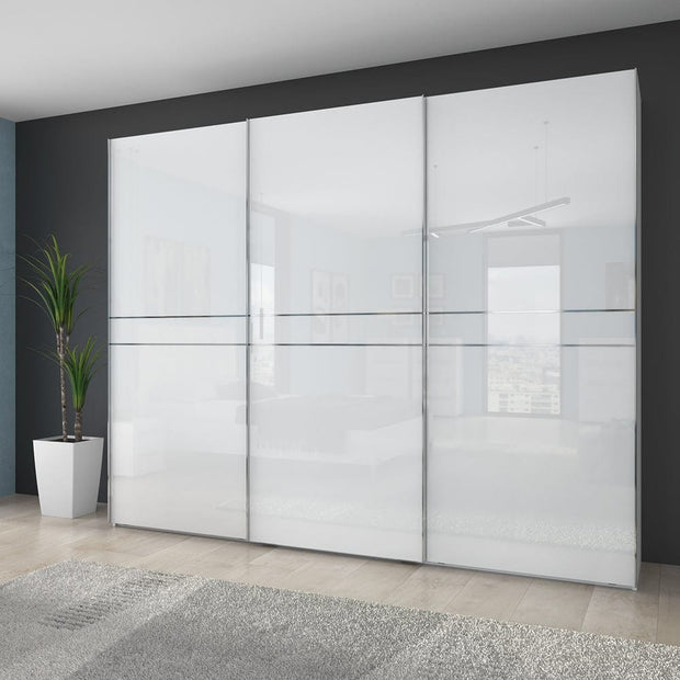 Set Mobila Dormitor din pal si piele ecologica, cu pat 200 x 160 cm, 4 piese Piano III PK281/PN Alb (1)