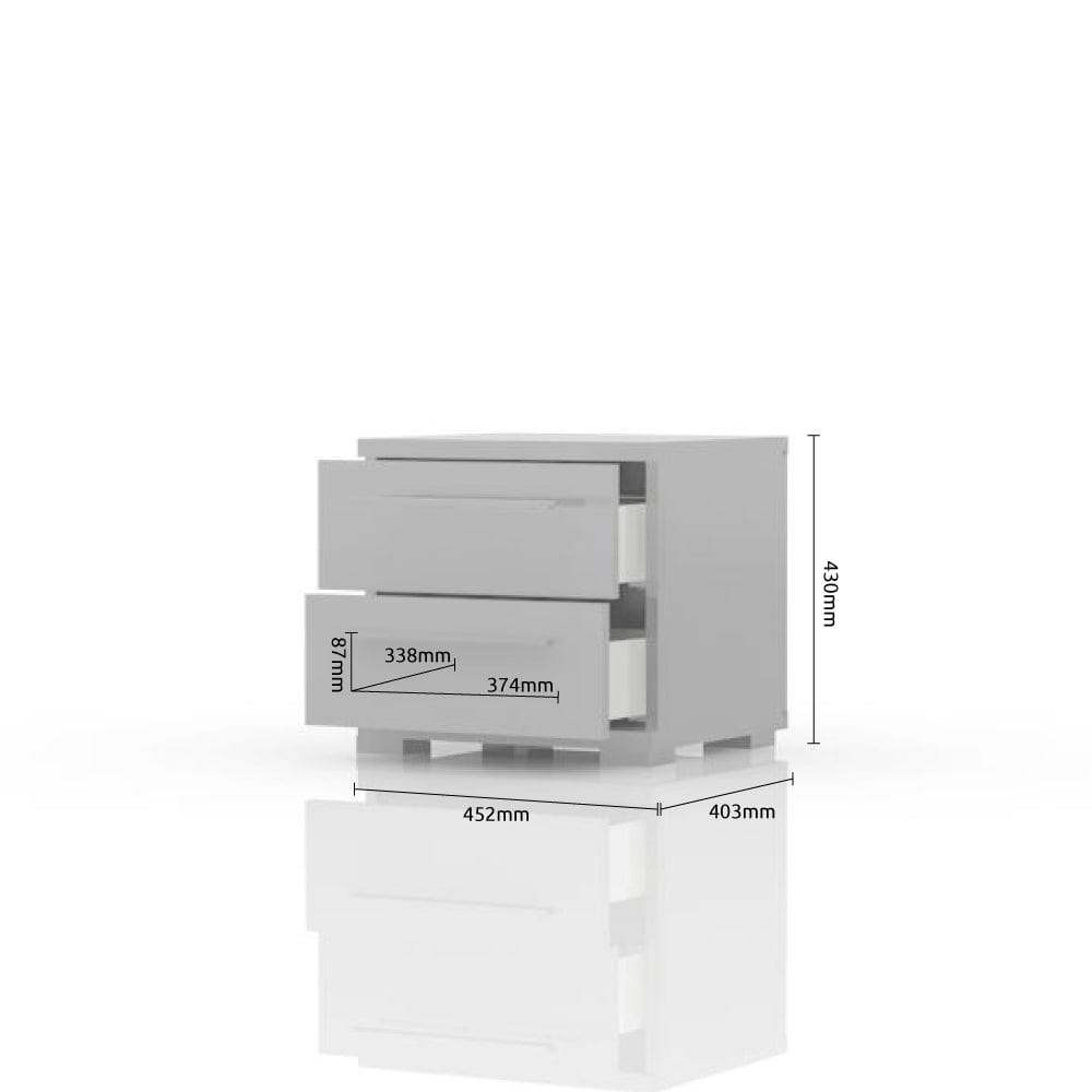 Set Mobila Dormitor din pal si piele ecologica, cu pat 200 x 160 cm, 4 piese Piano III PK281/PN Alb (4)